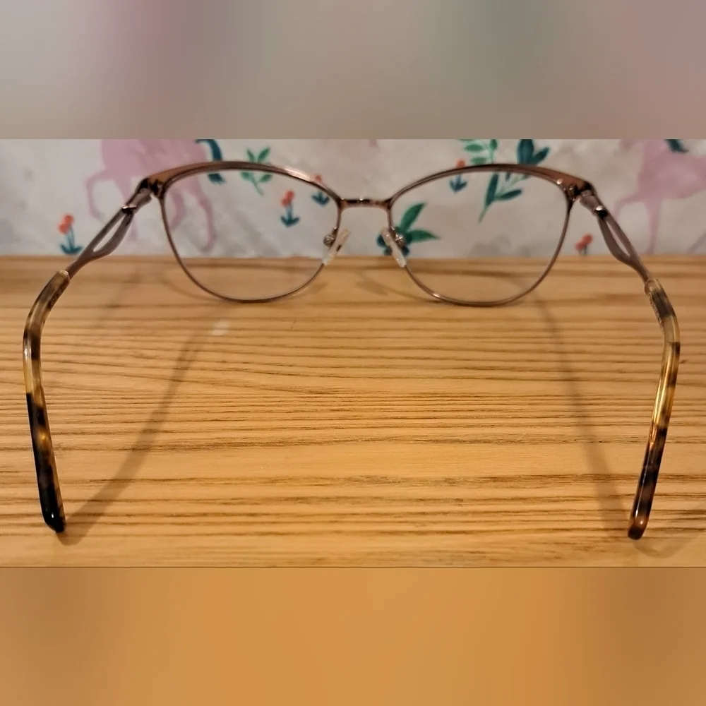 EUC Oscar De La Renta Black & Gold Tortoise Cat Eye Reading Eye Glasses Frames